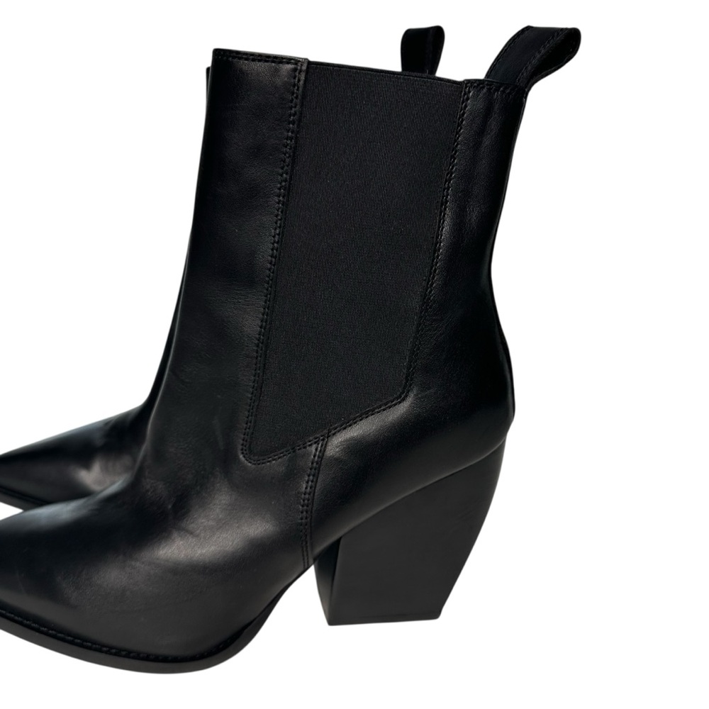 All Saints Womens Ria Point Toe Black Leather Block Heel Ankle Boot. 39/9 - Picture 4 of 13